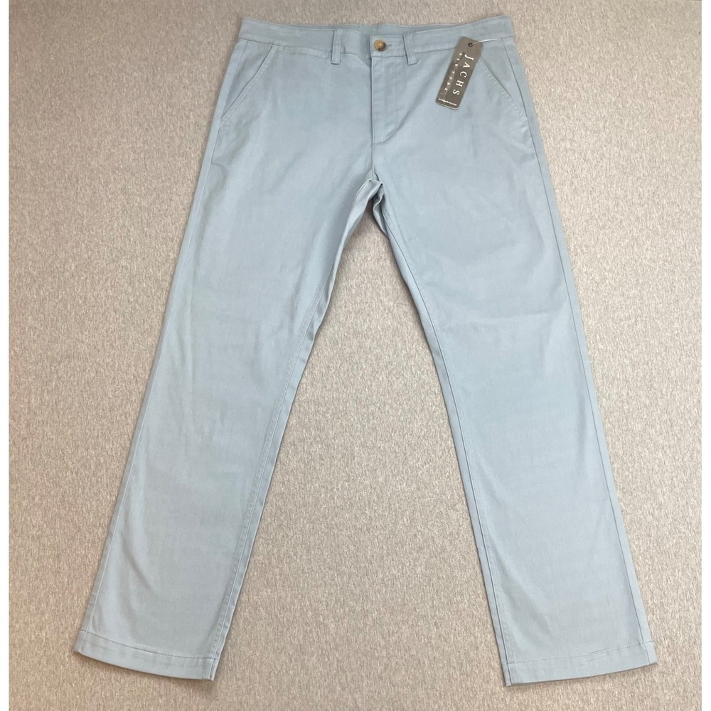 Jachs‎ Pants Mens 34 Blue Cotton Blend Stretch Chino Flat Front NWT